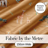 Cute Safari Animals Giraffe Lion Zebra on Brown Background Seamless Pattern Digital Print Fabric by the Metre UK Sewing Quilting Textile