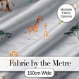 Cute Safari Animals Giraffe Lion Zebra on Grey Background Seamless Pattern Digital Print Fabric by the Metre UK Sewing Quilting Textile