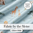 Cute Safari Animals Giraffe Lion Zebra on Blue Background Seamless Pattern Digital Print Fabric by the Metre UK Sewing Quilting Textile
