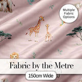 Cute Safari Animals Giraffe Lion Zebra on Soft Pink Background Seamless Pattern Digital Print Fabric by the Metre UK Sewing Quilting Textile
