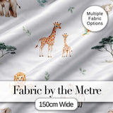 Safari Animals Giraffe Lion Zebra on Light Grey  Seamless Pattern Digital Print Fabric by the Metre UK Sewing Quilting Textile