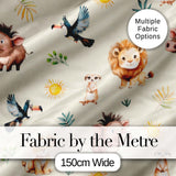 Jungle Animals Lion Meerkat Toucan Boar on Cream  Seamless Pattern Digital Print Fabric by the Metre UK Sewing Quilting Textile