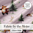 Forest Animals Bear Bunny Squirrel Trees on Warm Pink  Seamless Pattern Digital Print Fabric by the Metre UK Sewing Quilting Textile