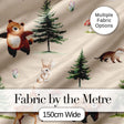 Forest Animals Bear Bunny Squirrel Trees on Warm Beige  Seamless Pattern Digital Print Fabric by the Metre UK Sewing Quilting Textile