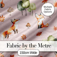 Woodland Fox with Trees Leaves Mushrooms Soft Pink  Seamless Pattern Digital Print Fabric by the Metre UK Sewing Quilting Textile