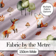 Woodland Fox with Trees Leaves Mushrooms Soft Blush  Seamless Pattern Digital Print Fabric by the Metre UK Sewing Quilting Textile