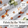 Woodland Fox with Trees Leaves Mushrooms Soft Grey  Seamless Pattern Digital Print Fabric by the Metre UK Sewing Quilting Textile
