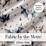 Cute Baby Bats Flying with Stars Soft Beige Background Seamless Pattern Digital Print Fabric by the Metre UK Sewing Quilting Textile