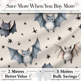 Cute Baby Bats Flying with Stars Soft Beige Background Seamless Pattern Digital Print Fabric by the Metre UK Sewing Quilting Textile