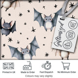 Cute Baby Bats Flying with Stars Soft Beige Background Seamless Pattern Digital Print Fabric by the Metre UK Sewing Quilting Textile