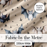 Cute Baby Bats Flying with Stars Soft Sand Background Seamless Pattern Digital Print Fabric by the Metre UK Sewing Quilting Textile