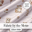 Cute Woodland Owls with Mushrooms Leaves Soft Blush Background Seamless Pattern Digital Print Fabric by the Metre UK Sewing Quilting Textile