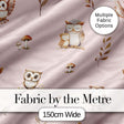 Cute Woodland Owls with Mushrooms Leaves Soft Pink Background Seamless Pattern Digital Print Fabric by the Metre UK Sewing Quilting Textile