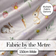 Cute Easter Bunnies with Flowers Carrots Soft Pink Background Seamless Pattern Digital Print Fabric by the Metre UK Sewing Quilting Textile