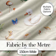 Swan and Ducklings with Flowers Mushrooms Soft Olive  Seamless Pattern Digital Print Fabric by the Metre UK Sewing Quilting Textile