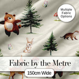 Bear Bunny Squirrel Trees Mushrooms Butterfly Soft Cream  Seamless Pattern Digital Print Fabric by the Metre UK Sewing Quilting Textile
