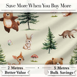Bear Bunny Squirrel Trees Mushrooms Butterfly Soft Cream  Seamless Pattern Digital Print Fabric by the Metre UK Sewing Quilting Textile