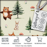Bear Bunny Squirrel Trees Mushrooms Butterfly Soft Cream  Seamless Pattern Digital Print Fabric by the Metre UK Sewing Quilting Textile