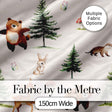 Bear Bunny Squirrel Trees Mushrooms Butterfly Soft White  Seamless Pattern Digital Print Fabric by the Metre UK Sewing Quilting Textile