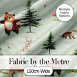 Bear Bunny Squirrel Trees Mushrooms Butterfly Soft Sage  Seamless Pattern Digital Print Fabric by the Metre UK Sewing Quilting Textile