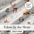 Woodland Deer Bear Fox Owl Raccoon Leaves Mushrooms Light Grey Seamless Pattern Digital Print Fabric by the Metre UK Sewing Quilting Textile