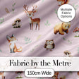 Woodland Deer Bear Fox Owl Raccoon Leaves Mushrooms Soft Pink Seamless Pattern Digital Print Fabric by the Metre UK Sewing Quilting Textile