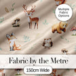Woodland Deer Bear Fox Owl Raccoon Leaves Mushrooms Beige  Seamless Pattern Digital Print Fabric by the Metre UK Sewing Quilting Textile