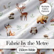Woodland Deer Bear Fox Owl Raccoon Leaves Mushrooms Light Grey Seamless Pattern Digital Print Fabric by the Metre UK Sewing Quilting Textile