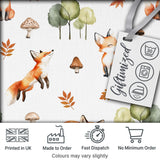 Cute Forest Fox Autumn Leaves Trees Mushrooms Woodland Animals Seamless Pattern Digital Print Fabric by the Metre UK Sewing Quilting Textile