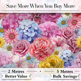 Elegant Pink Floral Roses Peony Hydrangea Seamless Pattern Digital Print Fabric by the Metre UK Sewing Quilting Textile