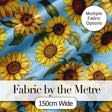 Bright Yellow Sunflower Blue Background Seamless Pattern Digital Print Fabric by the Metre UK Sewing Quilting Textile