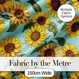 Bright Yellow Sunflower Green Background Seamless Pattern Digital Print Fabric by the Metre UK Sewing Quilting Textile