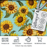 Bright Yellow Sunflower Green Background Seamless Pattern Digital Print Fabric by the Metre UK Sewing Quilting Textile