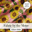 Bright Yellow Sunflower Pink Background Seamless Pattern Digital Print Fabric by the Metre UK Sewing Quilting Textile