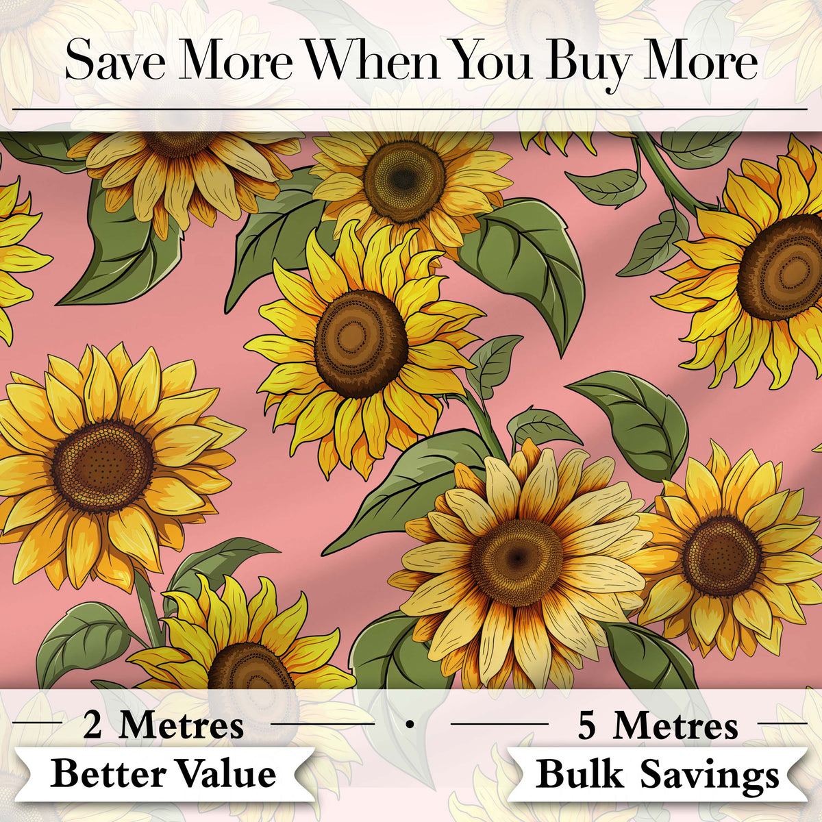 Bright Yellow Sunflower Pink Background Seamless Pattern Digital Print Fabric by the Metre UK Sewing Quilting Textile