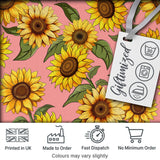 Bright Yellow Sunflower Pink Background Seamless Pattern Digital Print Fabric by the Metre UK Sewing Quilting Textile