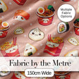 Cute Kawaii Sushi Ramen Dumpling Food Beige Background Seamless Pattern Digital Print Fabric by the Metre UK Sewing Quilting Textile