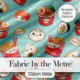 Cute Kawaii Sushi Ramen Dumpling Food Mint Background Seamless Pattern Digital Print Fabric by the Metre UK Sewing Quilting Textile