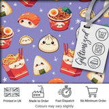 Cute Kawaii Sushi Ramen Dumpling Food Purple Background Seamless Pattern Digital Print Fabric by the Metre UK Sewing Quilting Textile