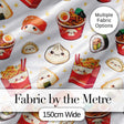 Cute Kawaii Sushi Ramen Dumpling Food White Background Seamless Pattern Digital Print Fabric by the Metre UK Sewing Quilting Textile