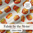 Kawaii Burger Fries Hotdog Fast Food Light Cream  Seamless Pattern Digital Print Fabric by the Metre UK Sewing Quilting Textile