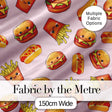 Cute Kawaii Burger Fries Hotdog Fast Food Soft Pink Background Seamless Pattern Digital Print Fabric by the Metre UK Sewing Quilting Textile
