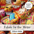 Cute Kawaii Fast Food Collage Burger Pizza Fries Drinks Seamless Pattern Digital Print Fabric by the Metre UK Sewing Quilting Textile