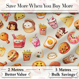 Kawaii Fast Food  Burger Sushi Taco Pizza Cream  Seamless Pattern Digital Print Fabric by the Metre UK Sewing Quilting Textile