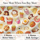 Kawaii Fast Food  Burger Sushi Taco Pizza Yellow Gingham  Seamless Pattern Digital Print Fabric by the Metre UK Sewing Quilting Textile