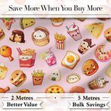 Kawaii Fast Food  Burger Sushi Taco Pizza Soft Pink  Seamless Pattern Digital Print Fabric by the Metre UK Sewing Quilting Textile