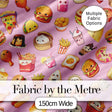 Kawaii Fast Food  Burger Sushi Taco Pizza Blush Pink  Seamless Pattern Digital Print Fabric by the Metre UK Sewing Quilting Textile