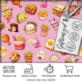Kawaii Fast Food  Burger Sushi Taco Pizza Blush Pink  Seamless Pattern Digital Print Fabric by the Metre UK Sewing Quilting Textile