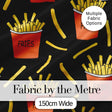 Cute French Fries Cartoon Snack Food Black Background Seamless Pattern Digital Print Fabric by the Metre UK Sewing Quilting Textile