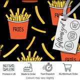 Cute French Fries Cartoon Snack Food Black Background Seamless Pattern Digital Print Fabric by the Metre UK Sewing Quilting Textile